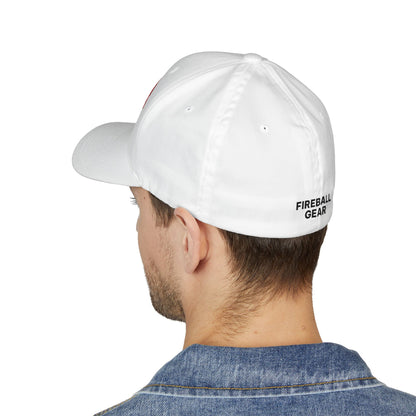Fireball Gear - Brand Logo - Flame & Gear - Black & Red - FlexFit Cap
