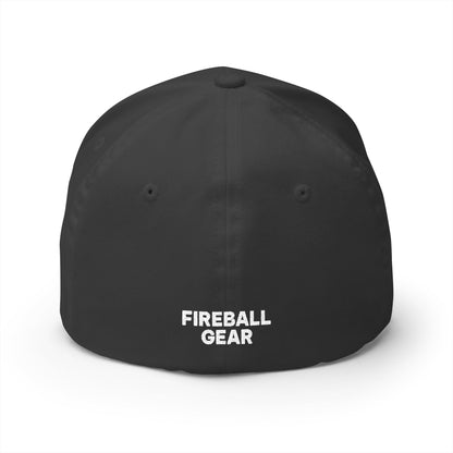 Fireball Gear - Flame & Gear - White - FlexFit Embroidered Baseball Cap