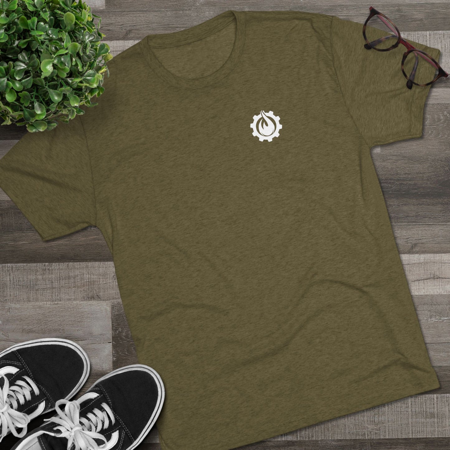 Fireball Gear - Flame & Gear - White - Fitness Triblend T-shirt