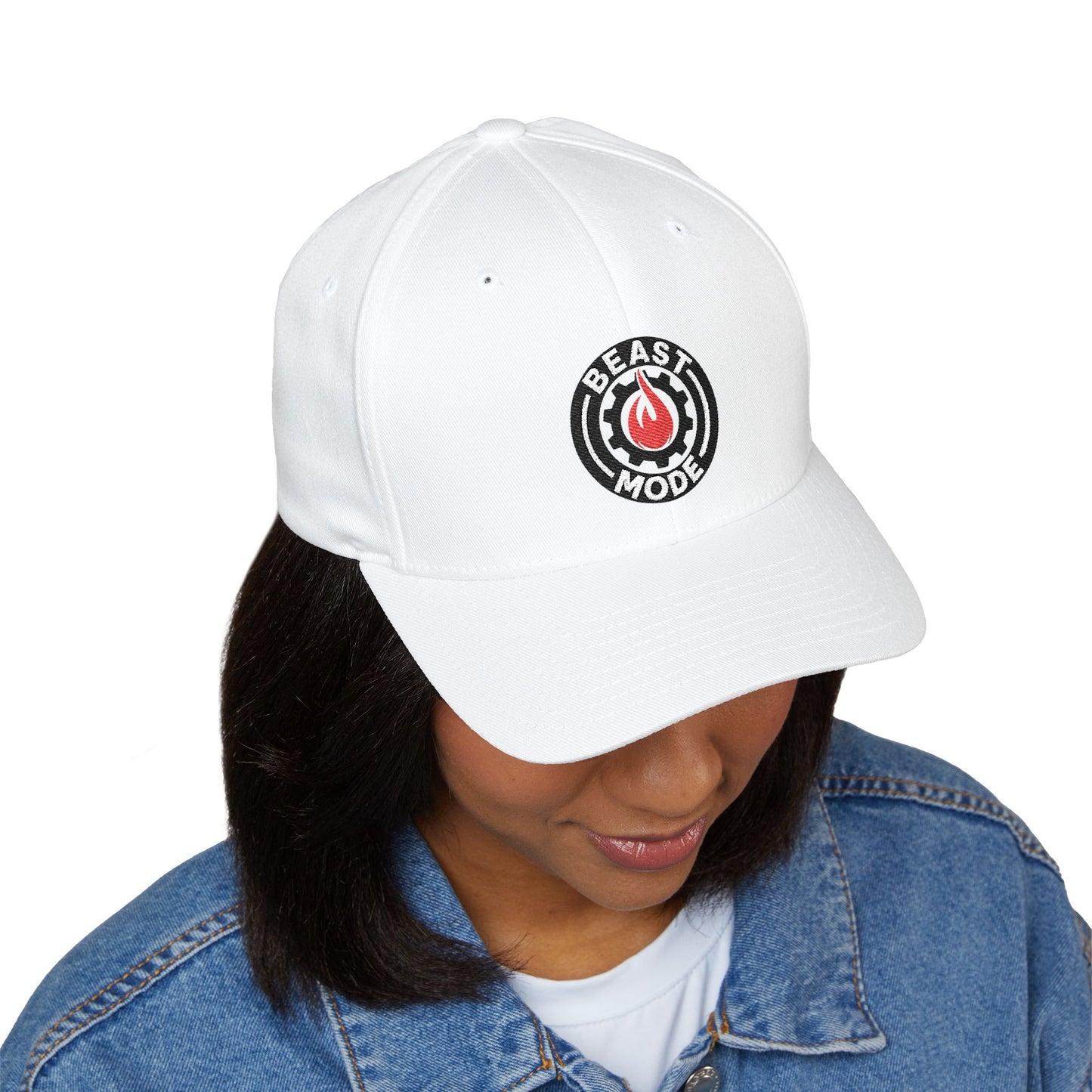 Beast Mode Series - Flame & Gear Circle - FlexFit Cap - Black & Red