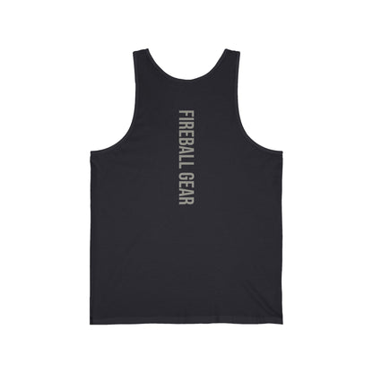 Fireball Gear - Flame & Gear - Gray & White - Fitness Jersey Tank Top