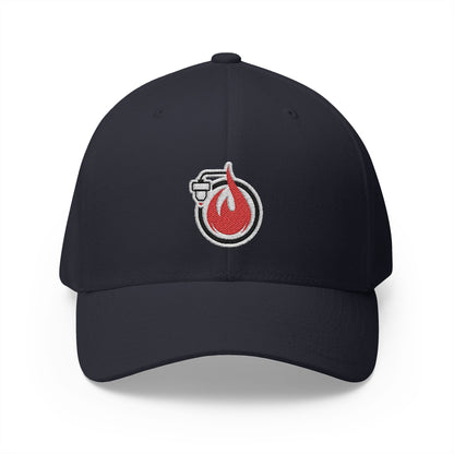 Fireball 3D - Brand Logo - Red & White - Dark Colors - FlexFit Cap