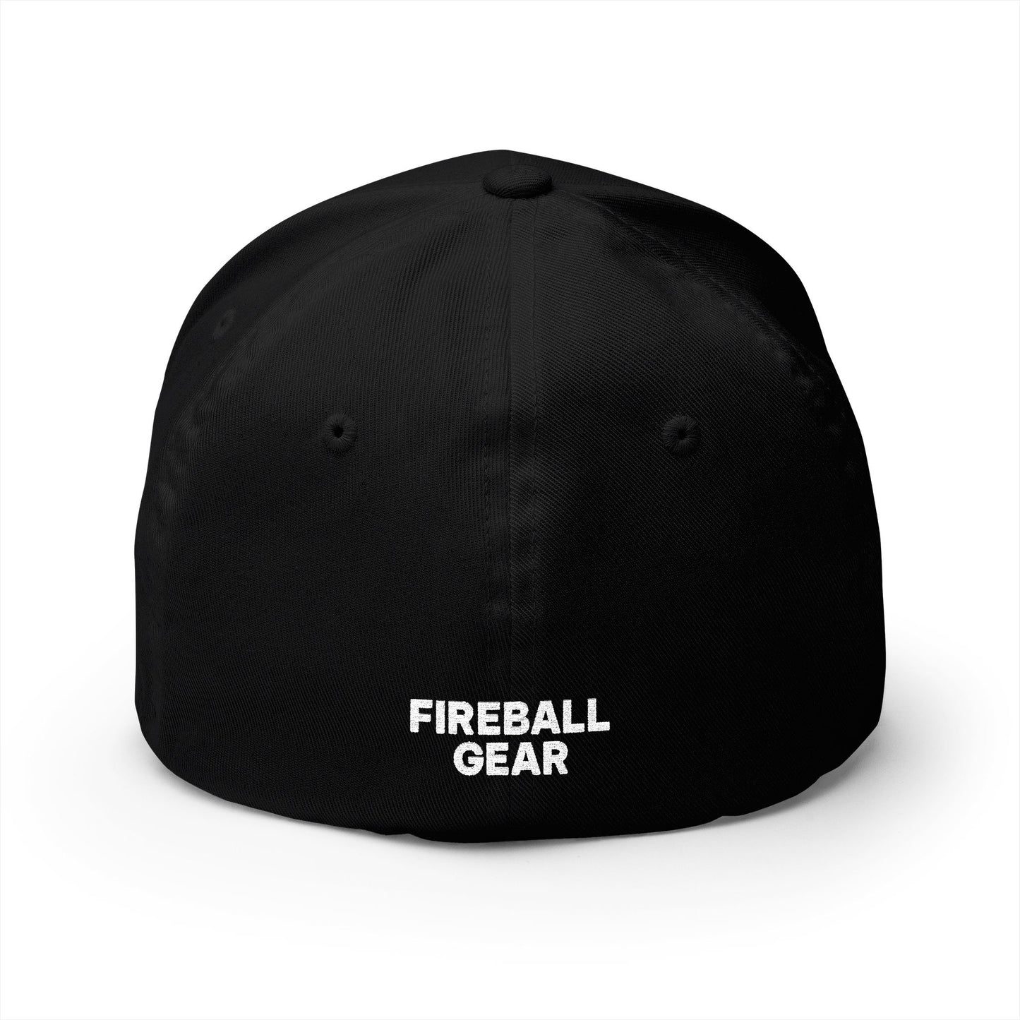 Fireball Gear - Flame & Gear - White - FlexFit Embroidered Baseball Cap
