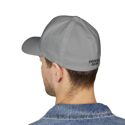 Fireball Gear - Brand Logo - Flame & Gear - Black & Red - FlexFit Cap