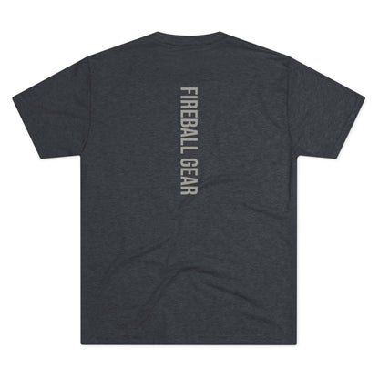 Fireball Gear - Flame & Gear Centered - Gray & White - Triblend Fitness T-shirt
